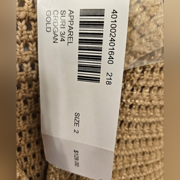 NWT - Gold Cotton Macrame Chico's Cardigan Sweater - Chico's Size 2 - Picture 5 of 12